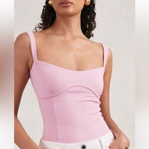 Good American Scuba Sweetheart Bodysuit Light Pink Small